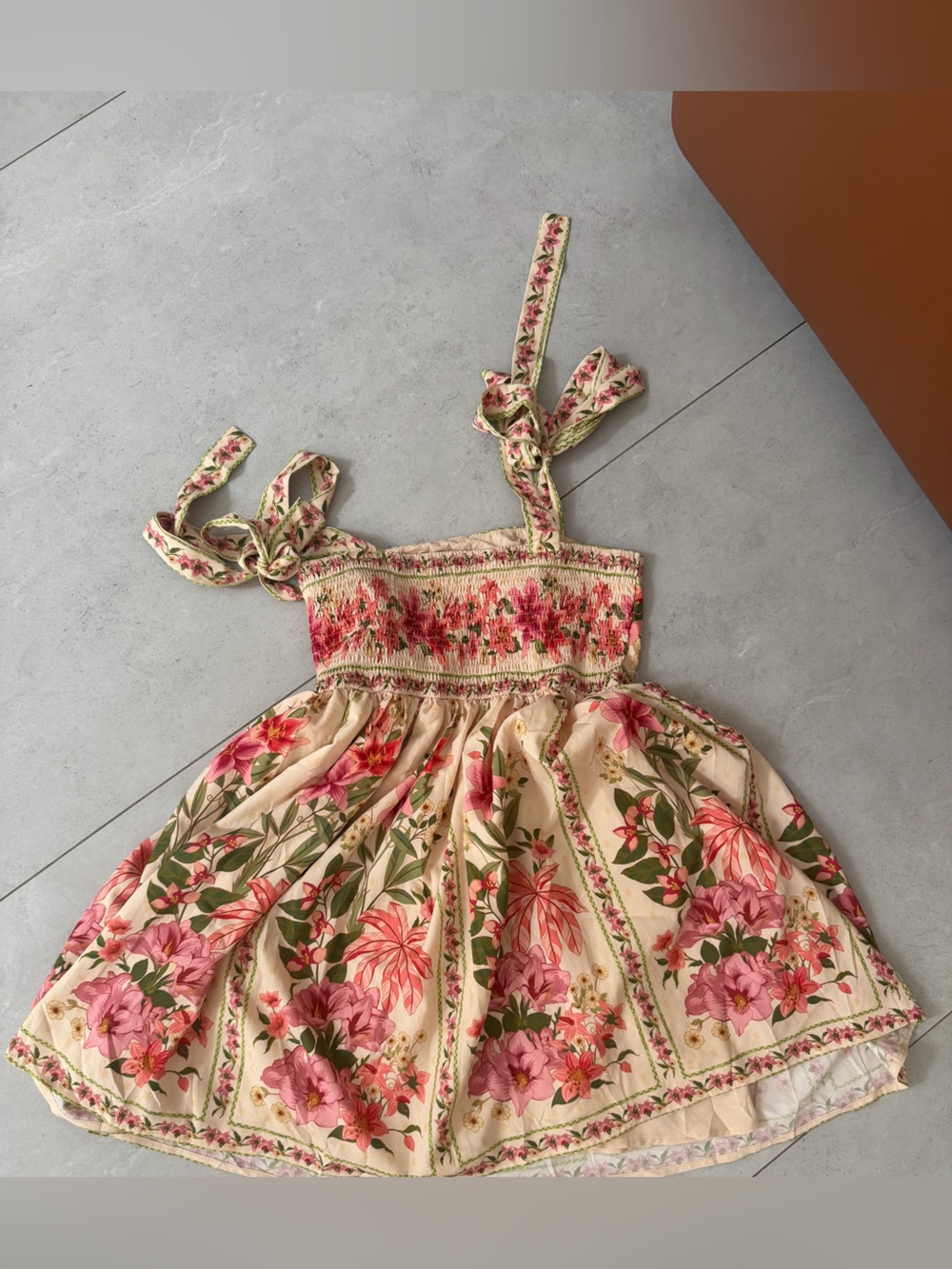 Tropical Floral Tie-Shoulder Midi Dress Size S - Picture 6 of 7